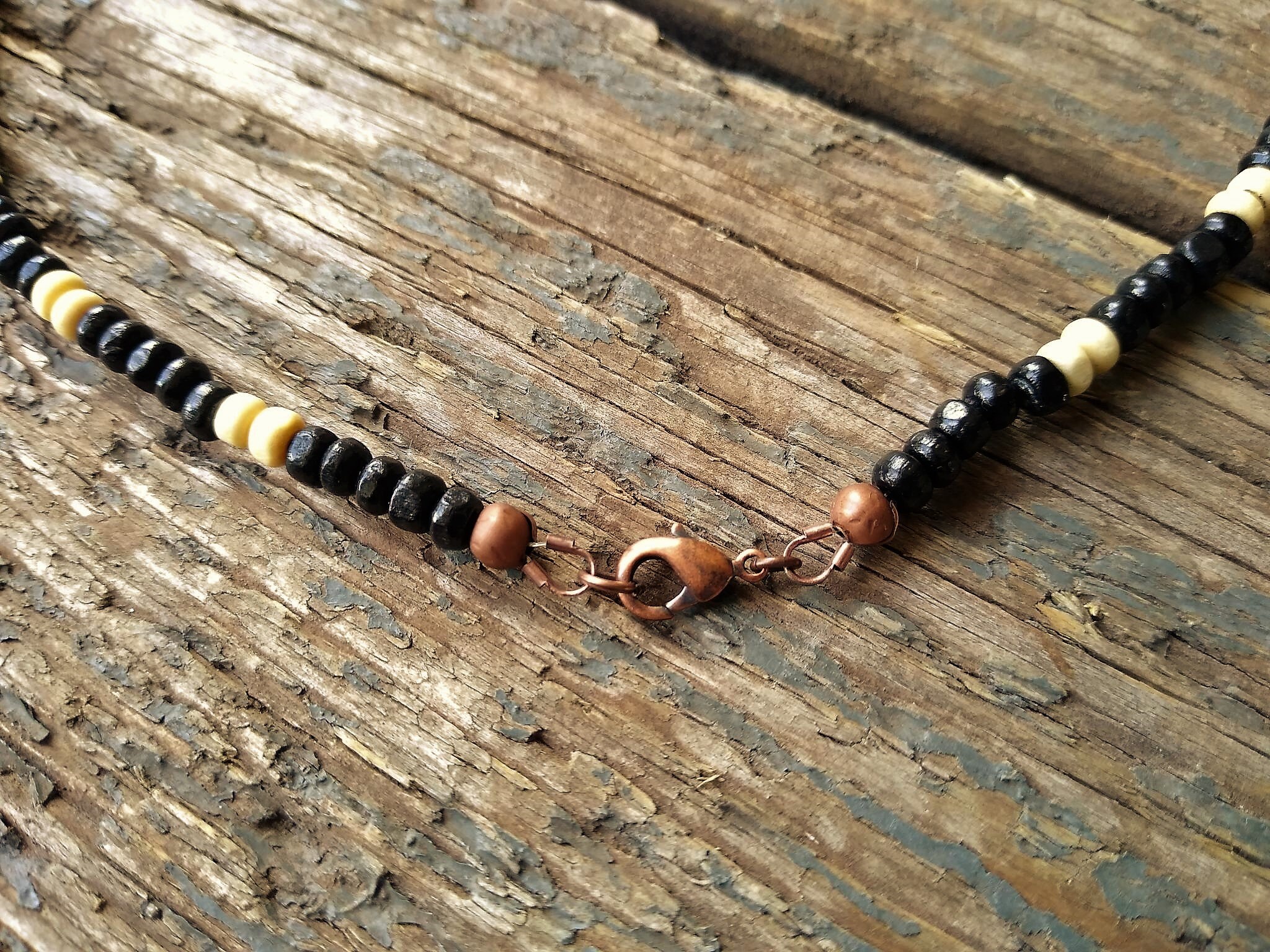 Black & White Bead Necklace Mens Necklace Men's Jewelry | Etsy