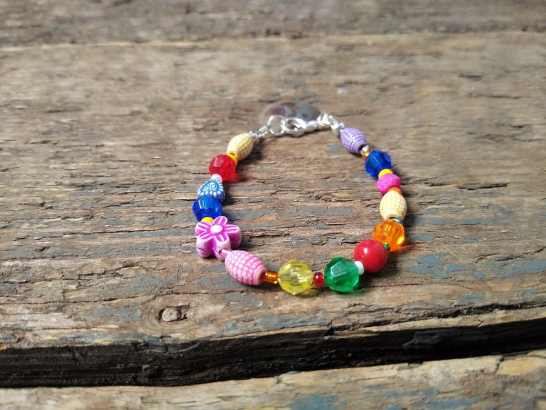 Beaded bracelet, boho bracelet, best friend gift, sister gift, rainbow bracelet, childs bracelet image 4