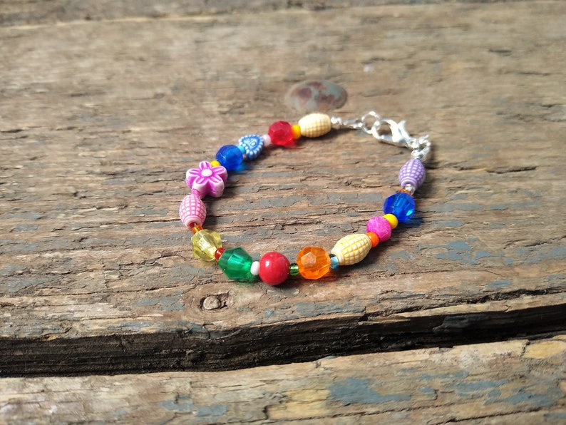 Beaded bracelet, boho bracelet, best friend gift, sister gift, rainbow bracelet, childs bracelet image 3