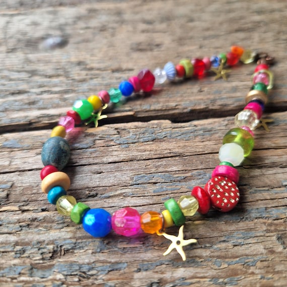 Boho Charm Ankle Bracelet, Boho, Rainbow Anklet, Beaded Anklet