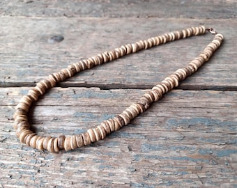 Coconut Necklace, coconut bead necklace, man necklace, men's jewellery, surfer necklace