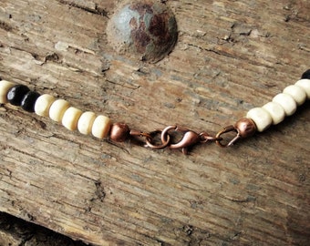 Girocollo Etnico Collana Surf In Legno E Perle Di Cocco - Stile Etnico Tribale, Unisex Girocollo Tribale Uomo Donna - Foto 3