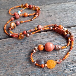 Long Orange Necklace Etsy UK