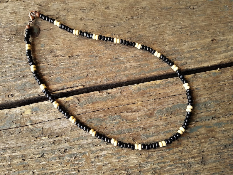 Black & White Bead Necklace Mens Necklace Men's Jewelry Etsy