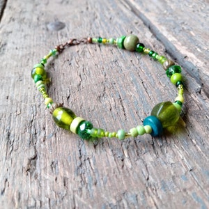 Green bead anklet, green ankle bracelet, boho bead anklet, 21st birthday gift, green anklet image 8