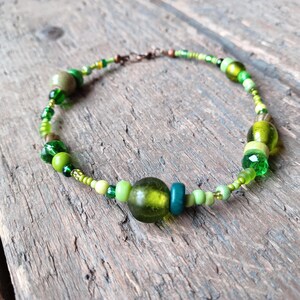 Green bead anklet, green ankle bracelet, boho bead anklet, 21st birthday gift, green anklet image 3