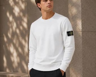 Felpa girocollo minimalista Stone Island, pullover casual a maniche lunghe, top streetwear per tutti i giorni