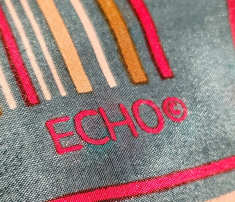NWT Echo silk scarf square 26" geometric  pink plaid  K259