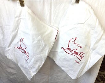Christian Louboutin Paris Shoe Dust Bags, White Soft Fabric Drawstring Storage (2 Count)