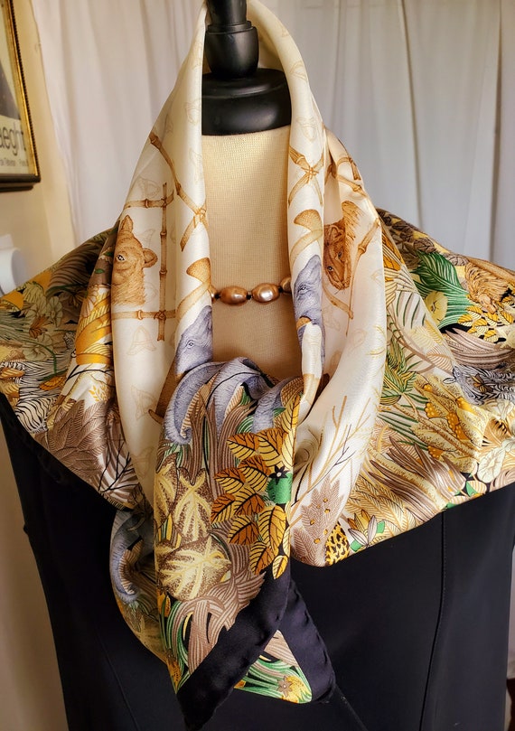 ECHO Large Pure Silk Scarf / 34" Square / Equestri