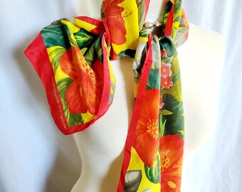 Vtgpurple Adrienne Vittadini Scarf Yellow Red Wine Floral 15  display picture 2