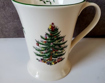 SPODE MUG Christmas Tree / Holiday Mug / White China / Christmas Coffee Mug / Perfect Condition
