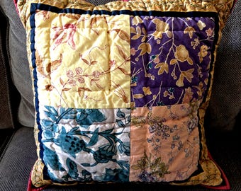 THE COMPANY STORE Pillow Cover 16" Square Quilted Botanical India Vintage