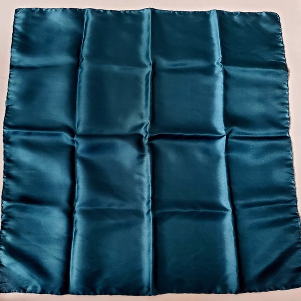 ASHEAR Silk Pocket Square / 18" / Made in ITALY / TEAL / Hand Rolled Hem / Classic Vintage