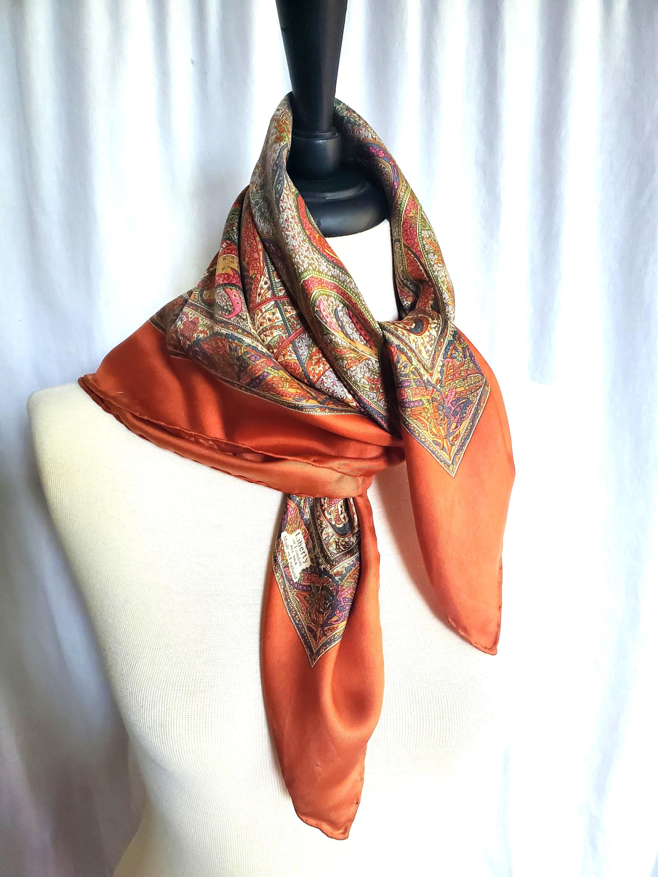Vintage 1960-70s Silk Animal Print Long Scarf / Head Scarf