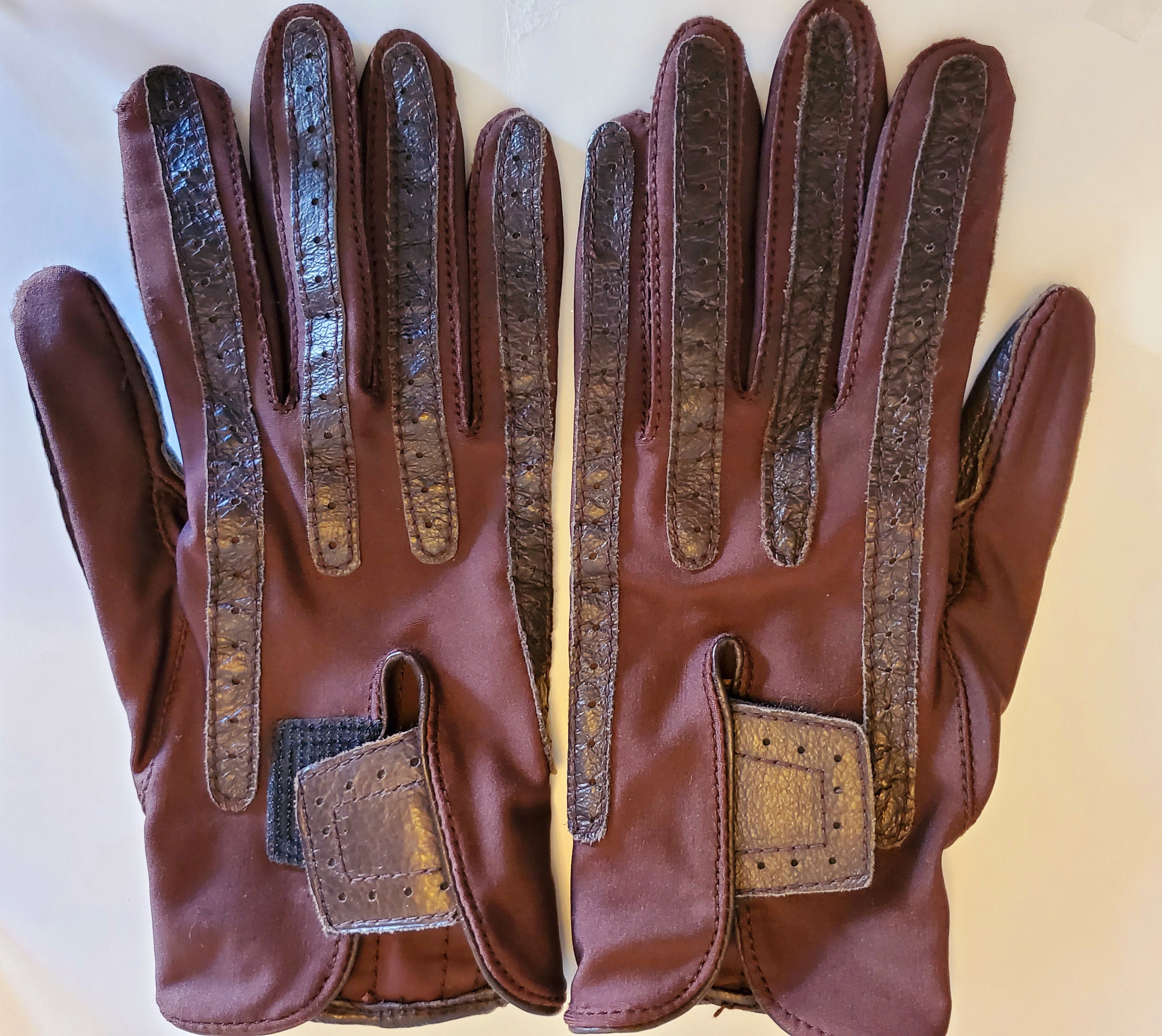 ARIS ISOTONER Gloves Ladies Dark Brown Nylon Leather Tab, 53% OFF
