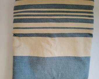 RALPH LAUREN Pillow Sham / KING Size / Catalina Island / Blue & Off White Striped / Buttons Closure / Beautiful Vintage