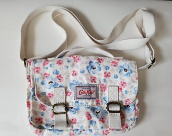 CATH KIDS Satchel Messenger Bag Cath Kidston LONDON Blue Pink White Floral Rare and Charming Authentic Original England Etsy