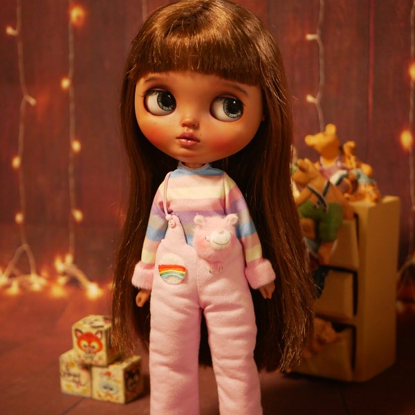 Multi color with bear jumpsuit for Blythe doll.