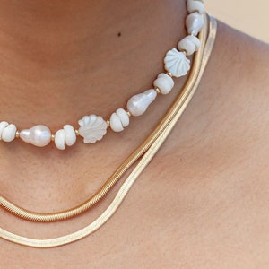 18kt Gold Filled Thick Flat Snake Chain Necklace - Nui
