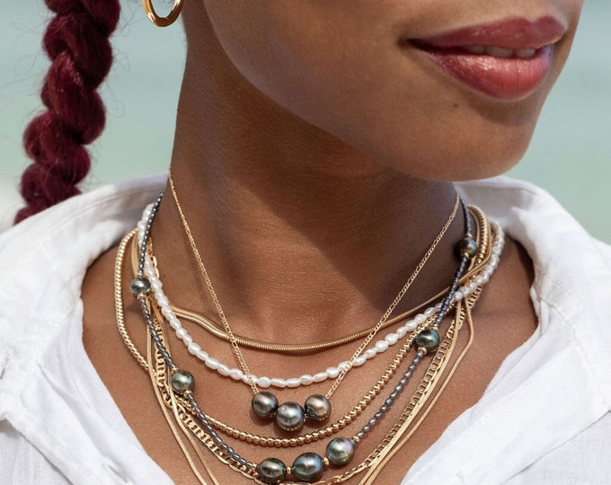 Gold Dainty White Pearl Necklace - Maile