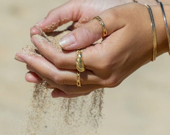 Gold Chain Ring, Gold Vermeil Ring, Gold Curb Ring, Gold Band Ring, Simple Ring, Statement Ring, Vermeil Gold Ring, Kealoha, Hawaii jewelry