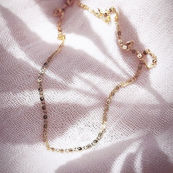 Gold Filled Snail Chain Necklace, Gold Necklace, Gold S Necklace, Delicate Chain Necklace, Gold Filled Necklace, Hawaii