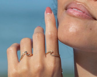 Mini gold wave ring, Nalu Ring, thin ring,stack ring,stacking ring,graduation gift,knuckle ring,gold filled ring,gold knuckle ring,hawaii