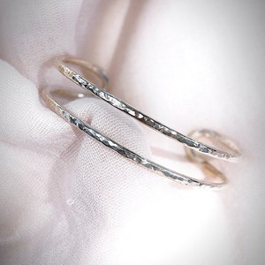 Zilveren dubbele manchetarmband, sterlingzilveren armband, zilveren manchet