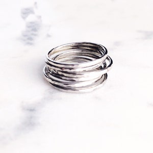 Hammered delicate silver stack rings, sterling silver stack ring, stacking ring, stacking gold ring, knuckle ring, ring, hawaii image 4