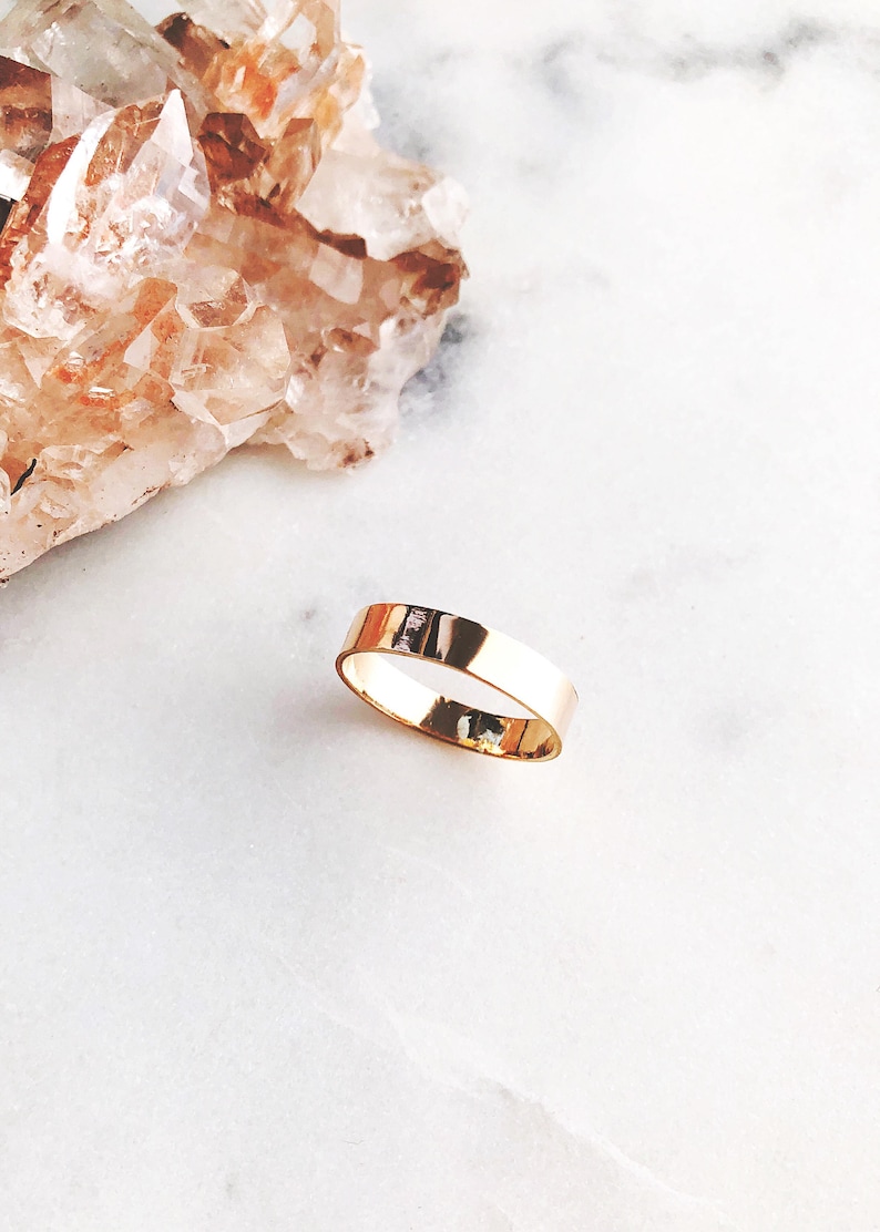Thick Wide Gold Ring, Koa Ring thick gold ring, thick stack ring, stacking ring, stacking gold ring, minimalist gold filled ring image 7