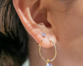 Tiny Open Tanzanite Hoop Earrings - Maka'alohi