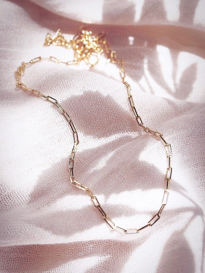 Dainty Paperclip Charm Necklace Chain