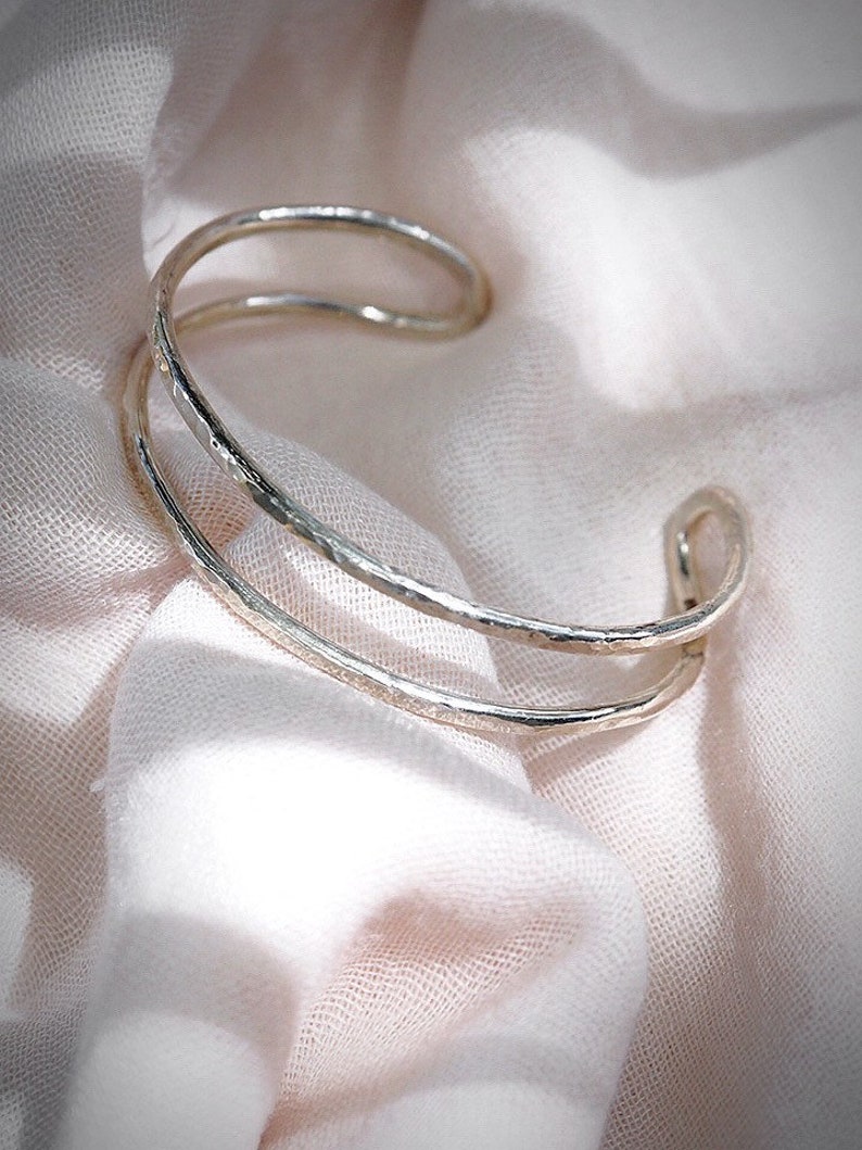 Silver double cuff bracelet, sterling silver bracelet, silver cuff, stackable bracelet, cuff bracelet, everyday bracelet, maui, hawaii image 4