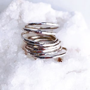 Hammered delicate silver stack rings, sterling silver stack ring, stacking ring, stacking gold ring, knuckle ring, ring, hawaii image 6