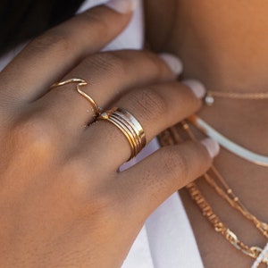 Mini gold wave ring, Nalu Ring, thin ring,stack ring,stacking ring,graduation gift,knuckle ring,gold filled ring,gold knuckle ring,hawaii image 3