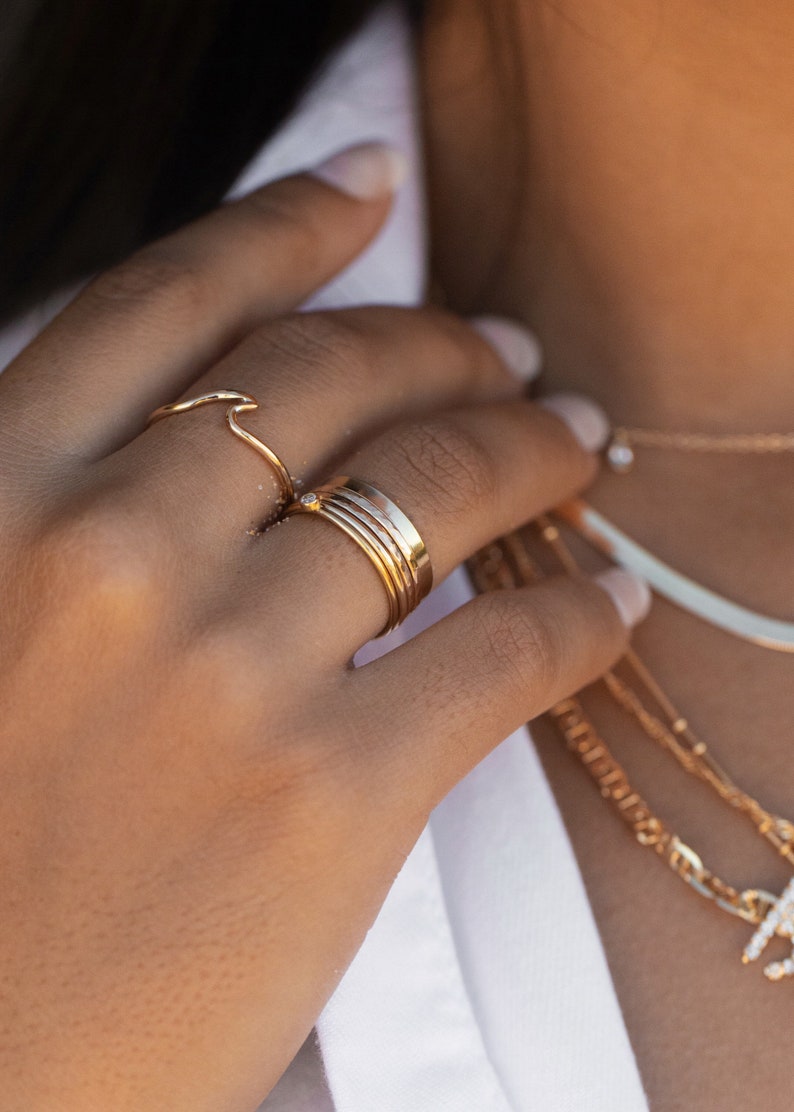 Mini gold wave ring, Nalu Ring, thin ring,stack ring,stacking ring,graduation gift,knuckle ring,gold filled ring,gold knuckle ring,hawaii image 3