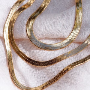 18kt Gold Filled Herringbone Chain Necklace, Herringbone Choker