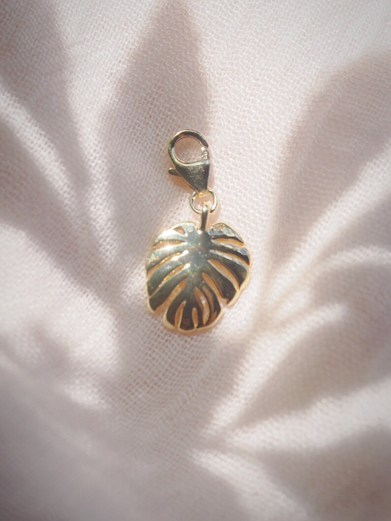 Gold Monstera Charm image 3