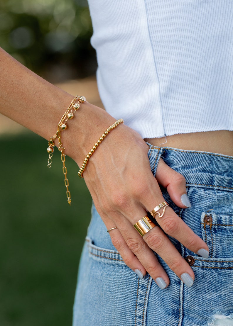 Thick Wide Gold Ring, Koa Ring thick gold ring, thick stack ring, stacking ring, stacking gold ring, minimalist gold filled ring image 5