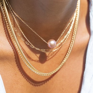Single Floating Pink Pearl Necklace - Lokapele