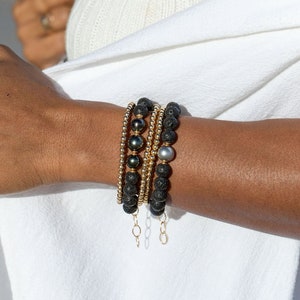 Black Lava and Tahitian Pearl Bracelet, Beaded Bracelet,Tahitian Pearl Bracelet,Black Pearl Bracelet,Lava Pearl Beaded Bracelet,Maui Hawaii image 3
