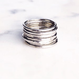 Hammered delicate silver stack rings, sterling silver stack ring, stacking ring
