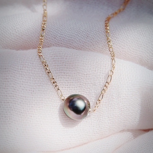 Single Floating Tahitian Pearl Necklace, Gold Pearl Necklace, Tahitian Pearl Necklace, Black Pearl,Gold Filled Necklace,Gold Necklace,Hawaii image 8