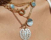 Mother of Pearl Gold Coin Necklace - A’ala, Gold Shell Necklace, Mother of Pearl Coin Necklace, Gold Coin Necklace, Gold Necklace