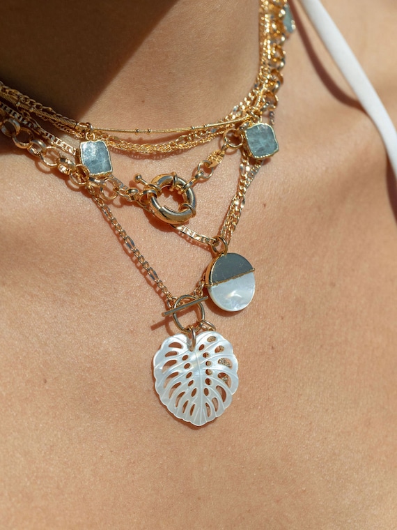 Mother of Pearl Gold Coin Necklace Aala 