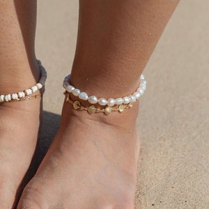 Chunky White Pearl Anklet, Simple Pearl Anklet, Freshwater Pearl Anklet, Pearl Anklet, Hawaii