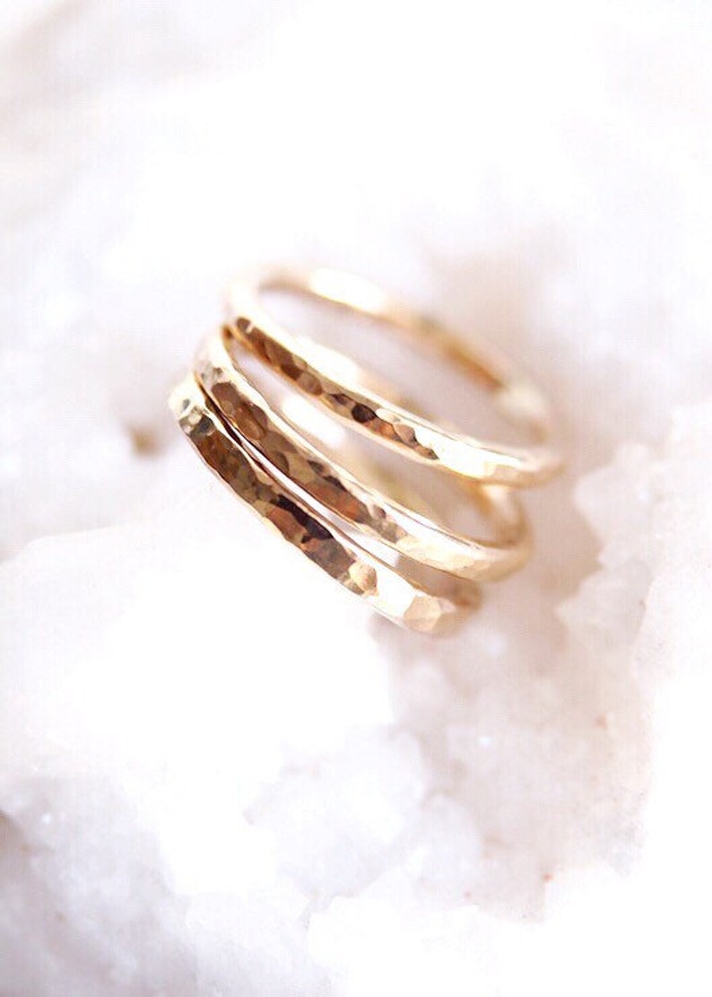 Gold Thick Stacking Ring Ailani, stack ring, stacking ring, stacking gold ring, ring band, wedding band, gold filled ring, hawaii jewelry image 2