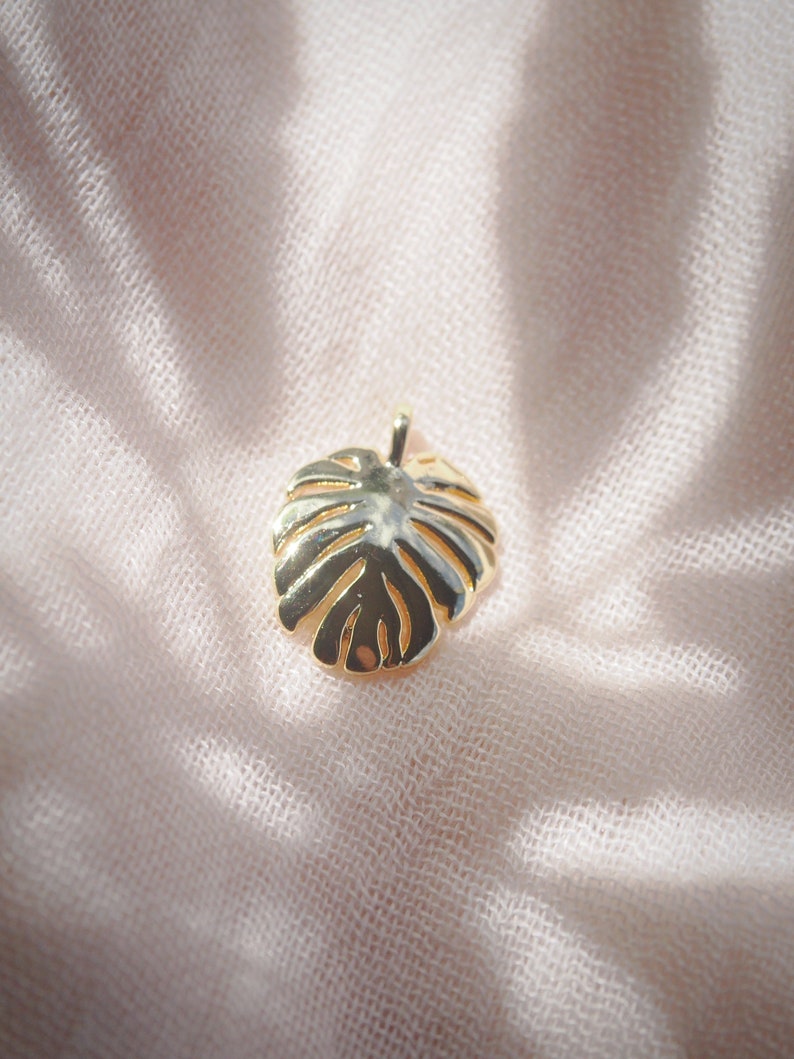 Gold Monstera Charm image 2