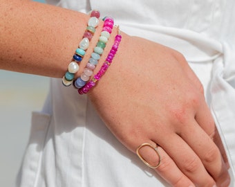 Hot Pink Rainbow Moonstone Bracelet - Kekipi